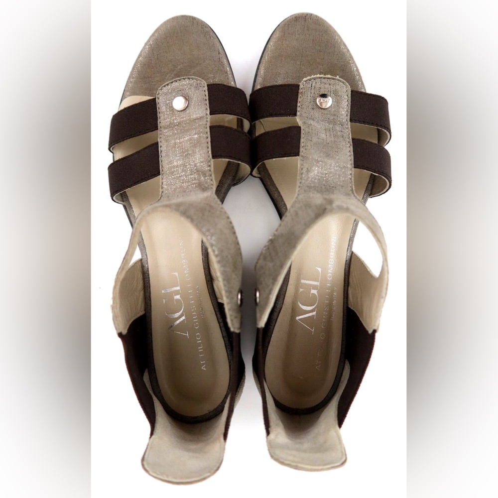 Italian Leather Attilio Giusti Leombruni Gladiator Sandal Metallic Gray US 7